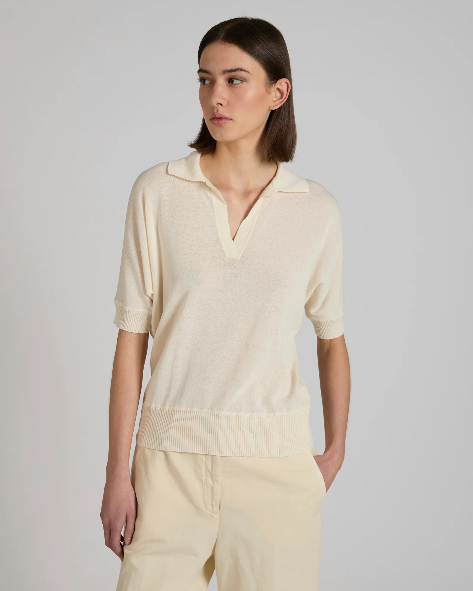 Regular fit cotton crêpe polo shirt - Image 2