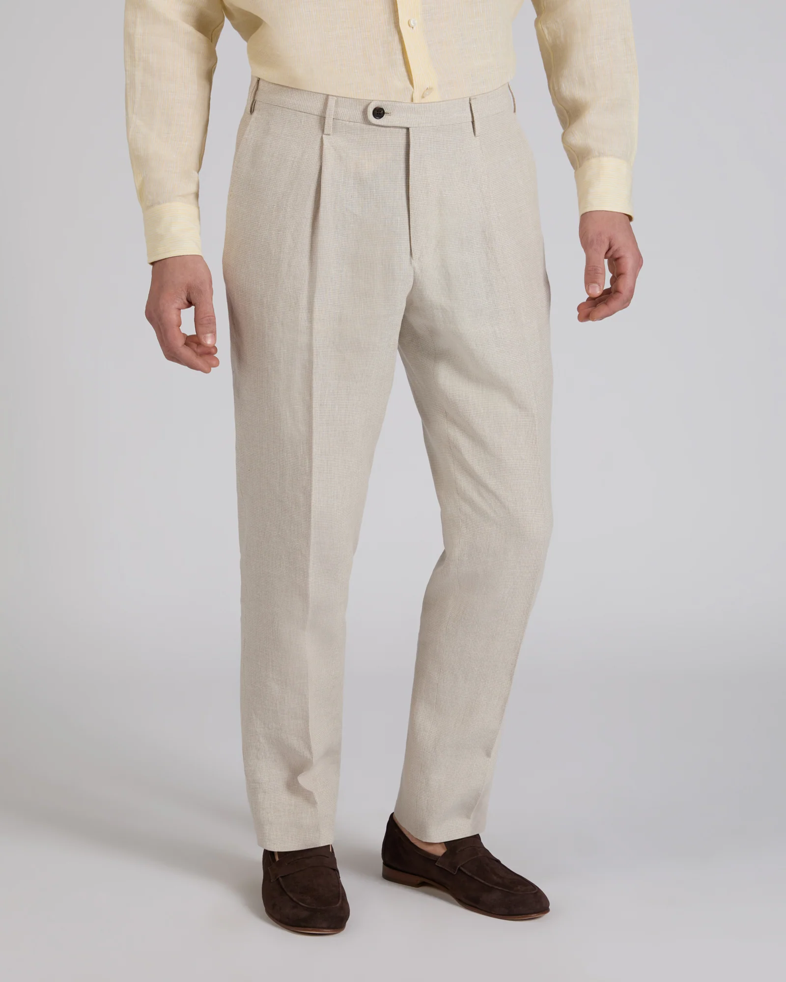 Regular fit patterned linen trousers - Image 2