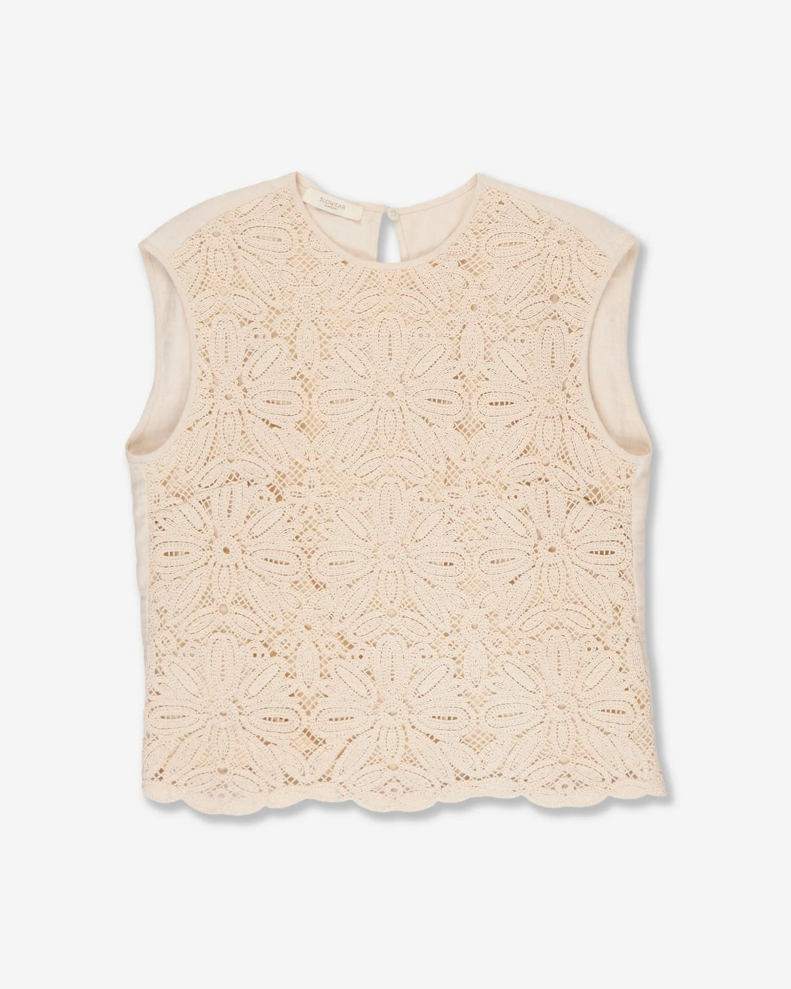 Regular fit top in macramé lace