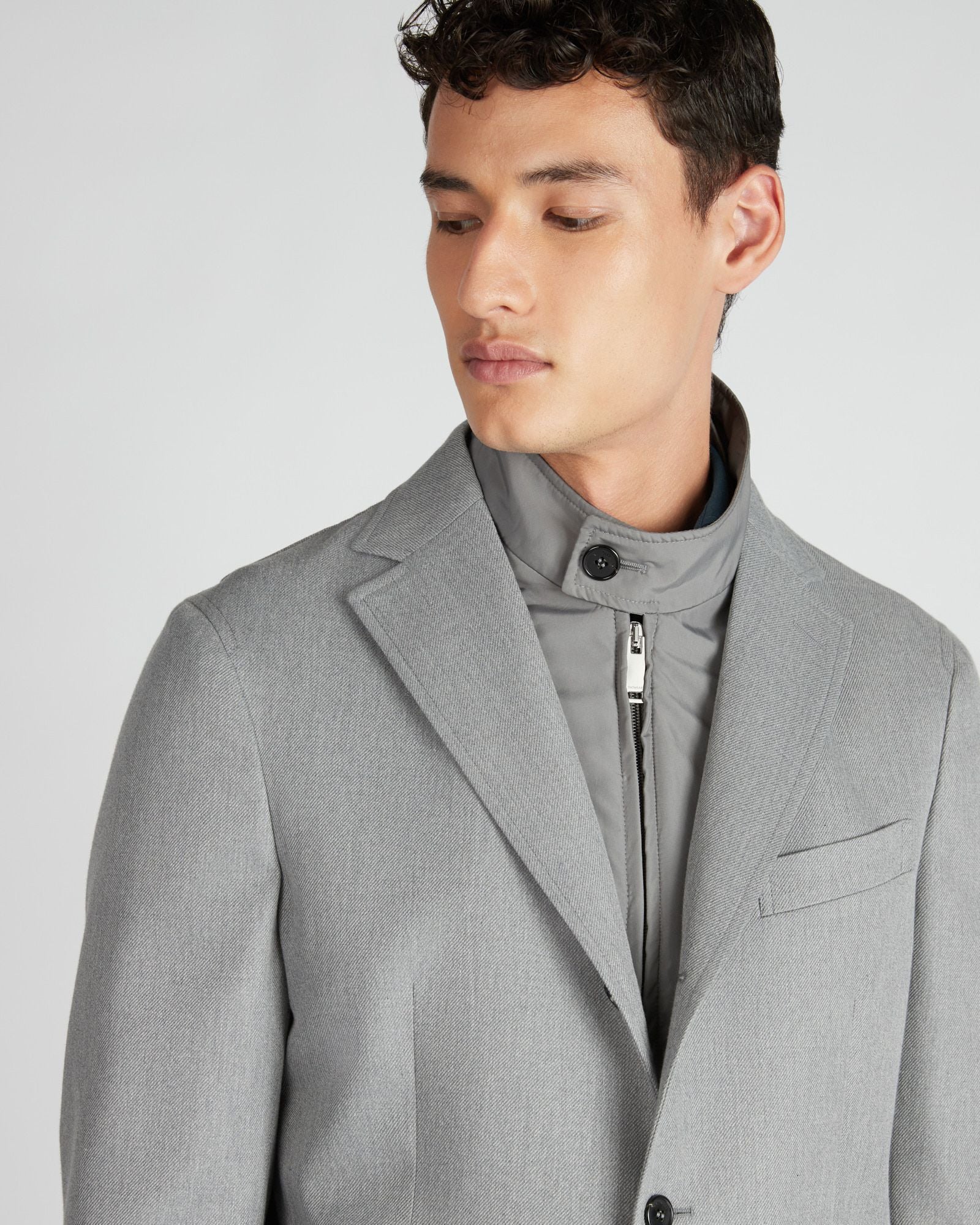 Regular fit wool and cotton drill jacket - Image 4