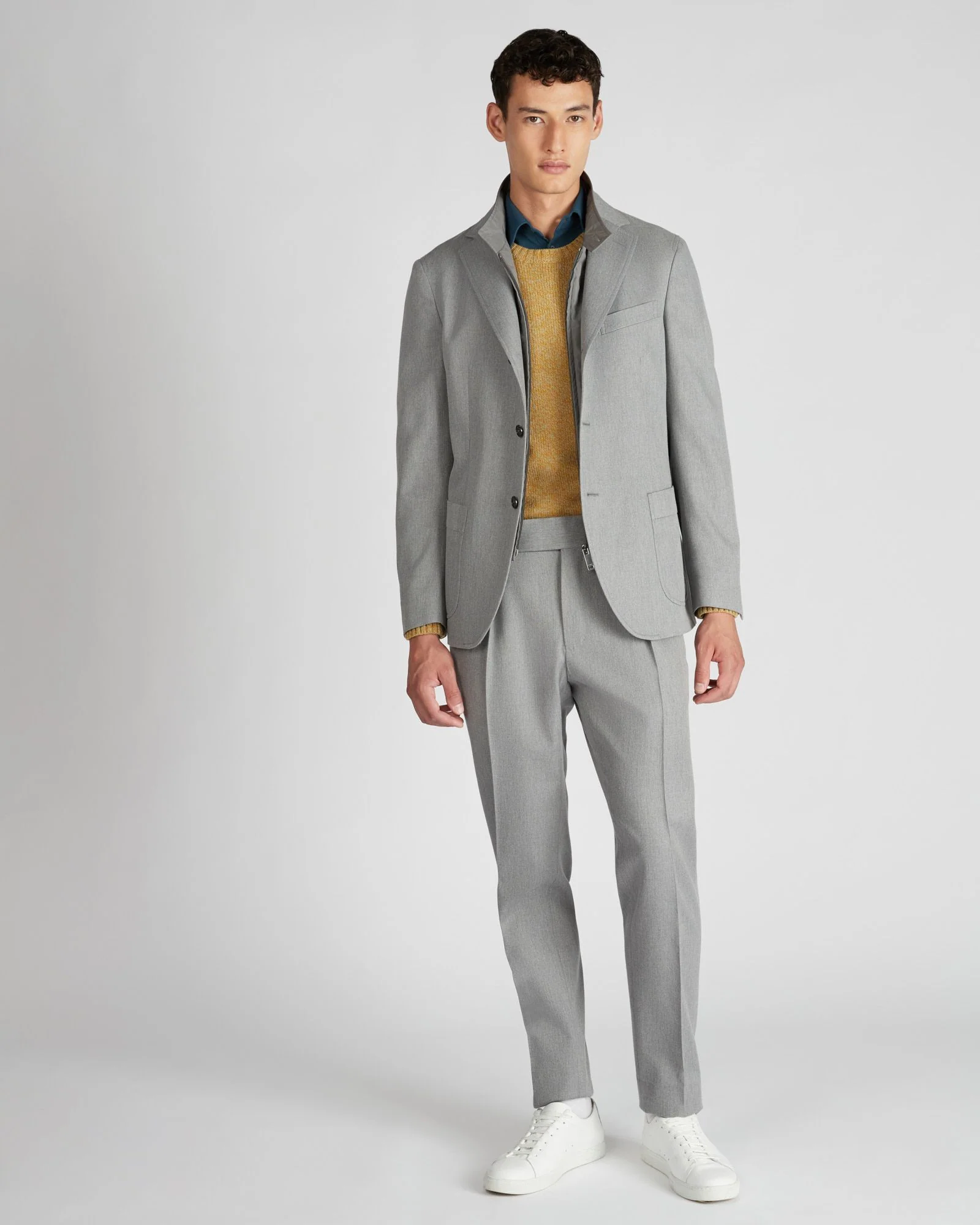 Regular fit wool and cotton drill trousers - Image 5
