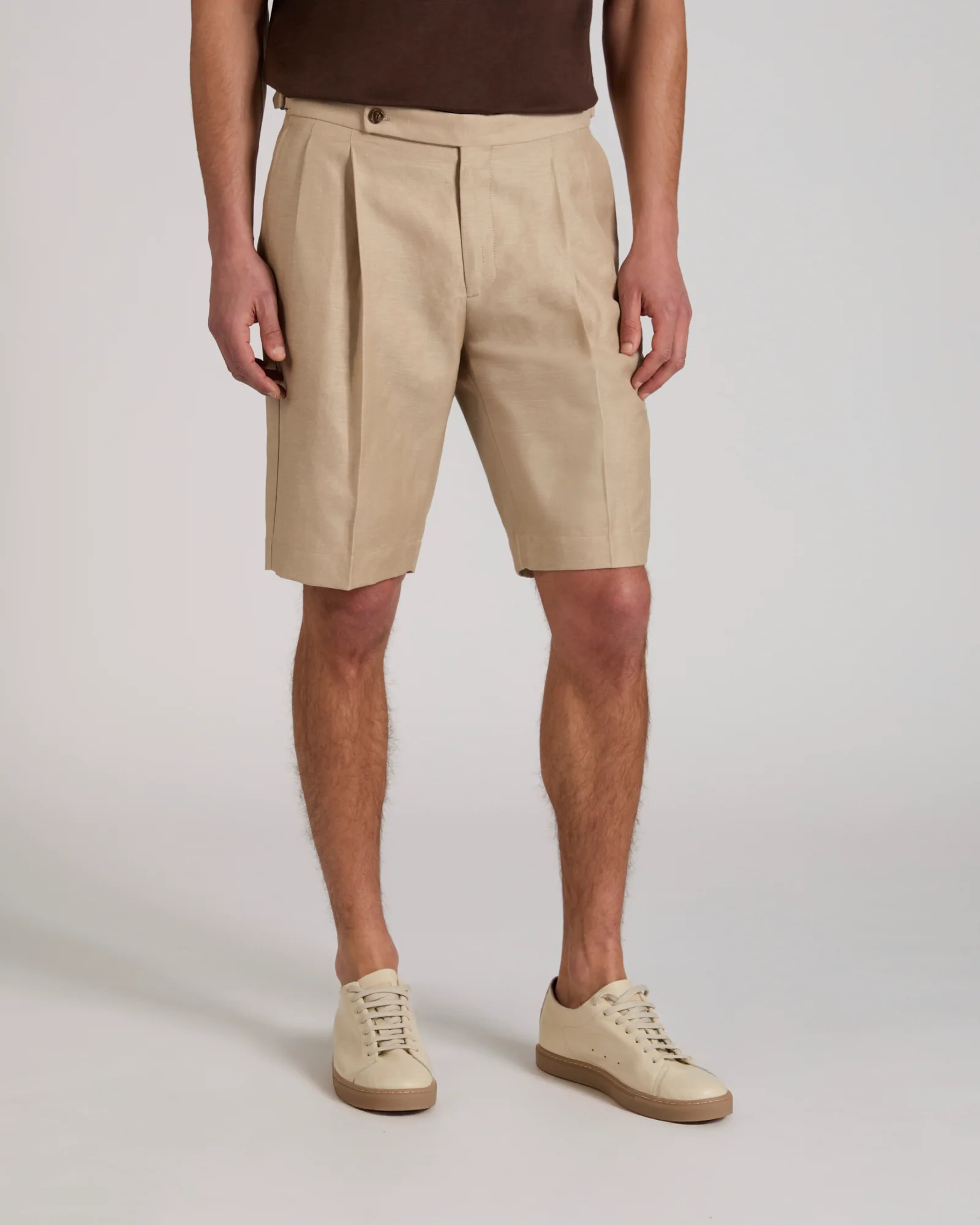 Regular fit wool and linen Bermuda shorts - Image 2