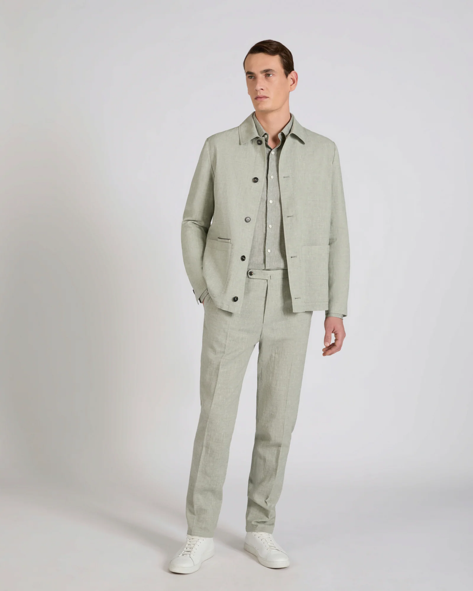 Regular fit wool and silk trousers - Image 5