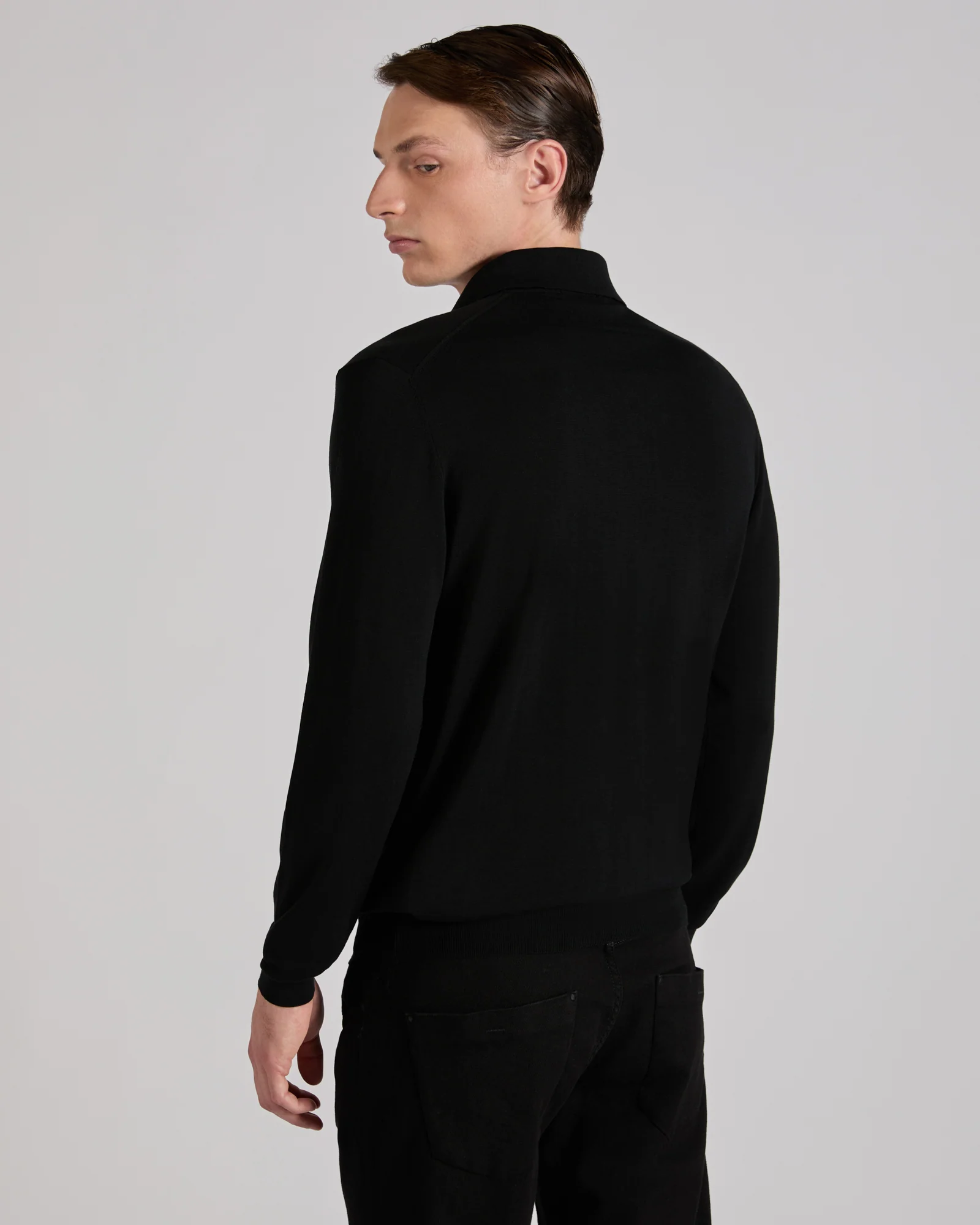 Slim fit cotton and silk polo shirt - Image 3