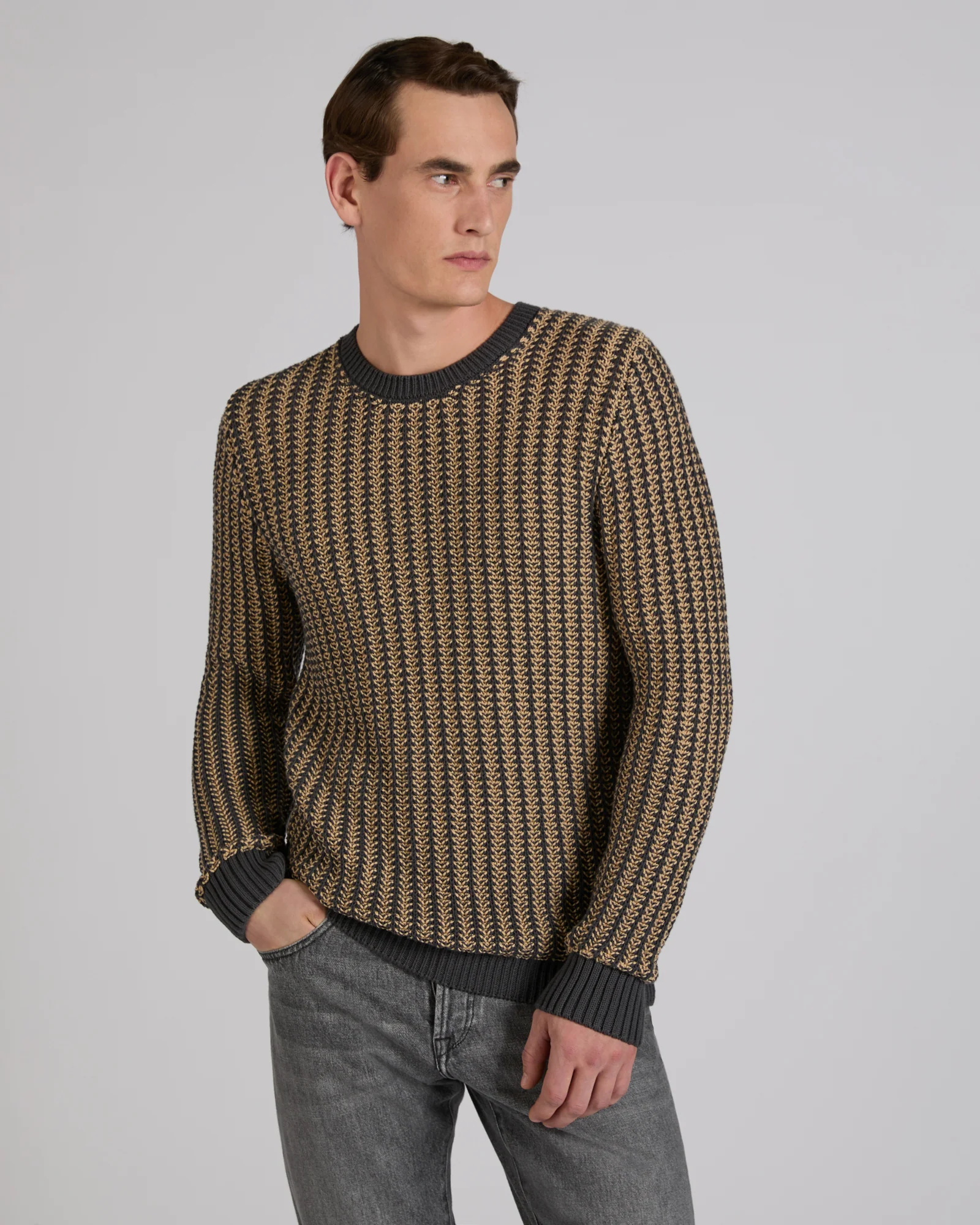 Slim fit cotton crew-neck jumper - Image 2
