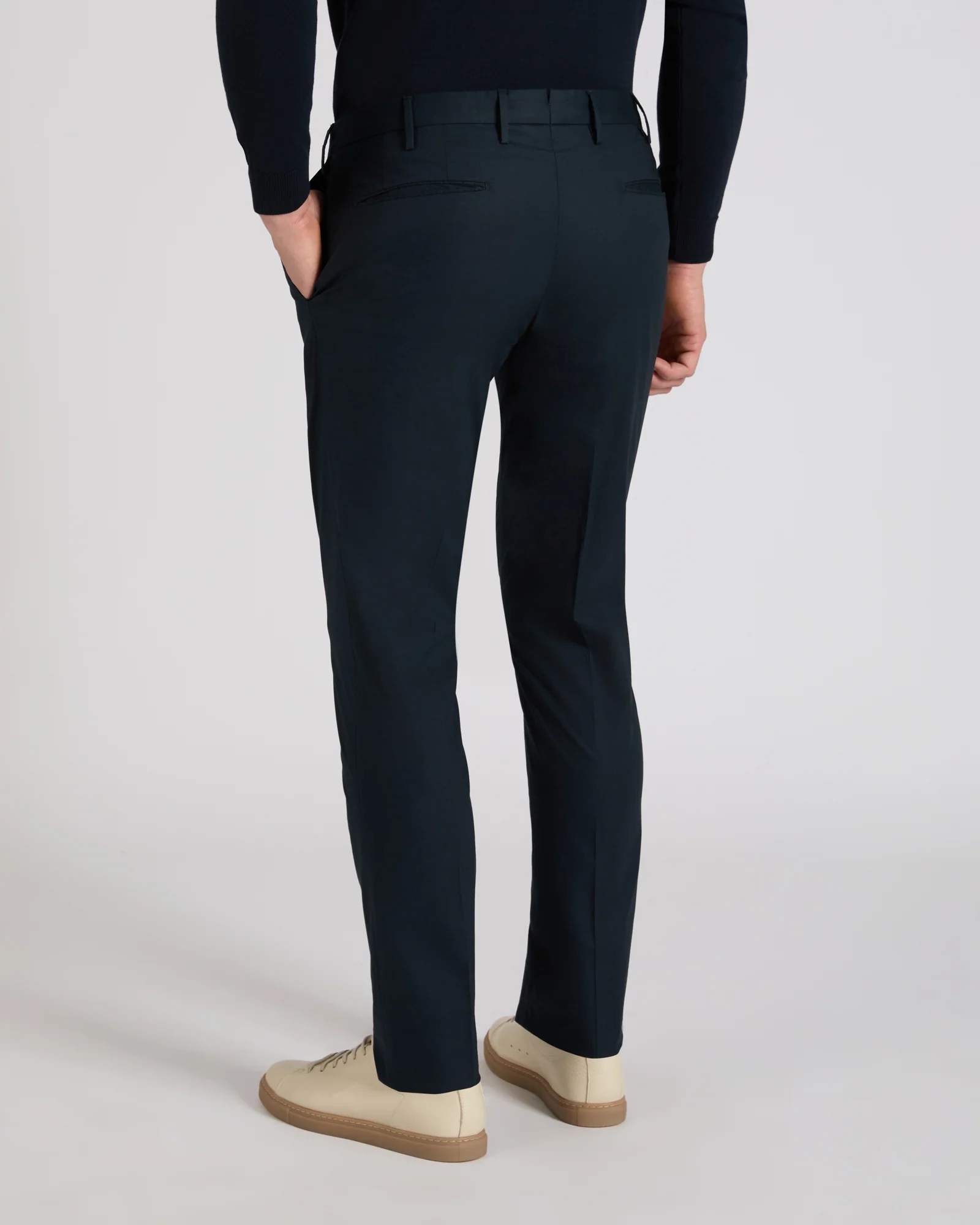 Slim fit cotton poplin trousers - Image 3