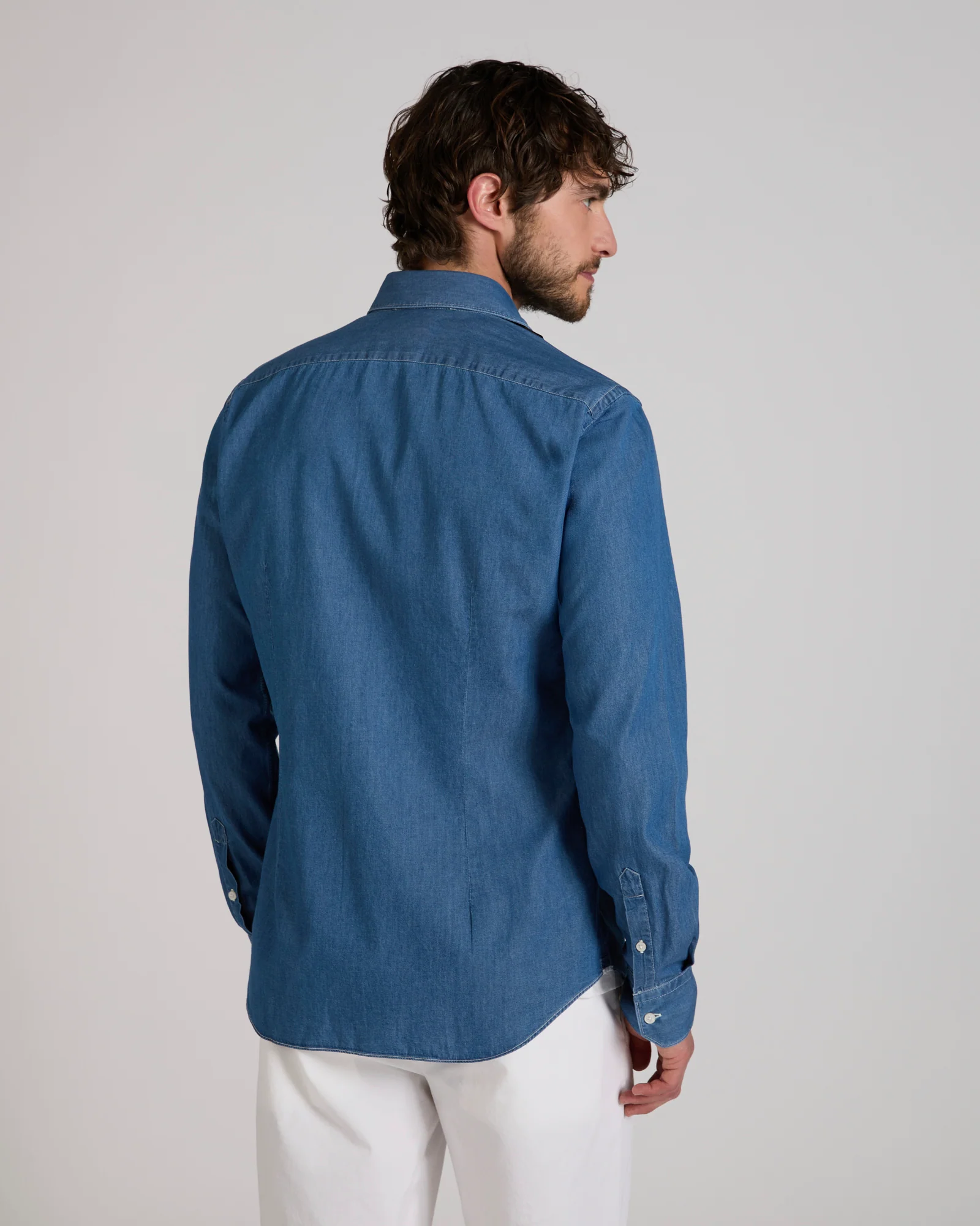 Slim fit denim cotton shirt - Image 3