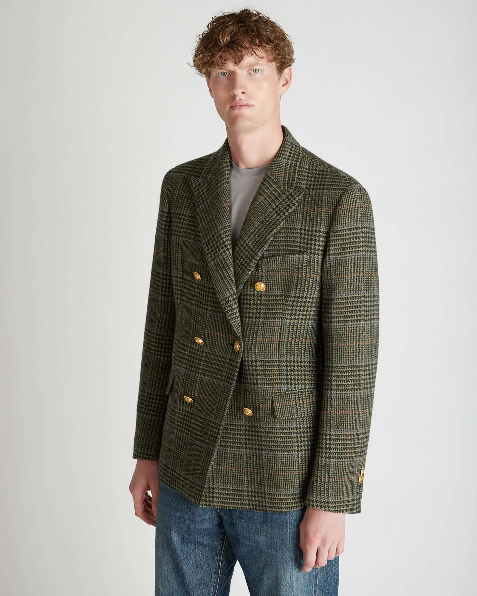 Slim fit double-breasted Prince of Wales wool jacket - Image 2