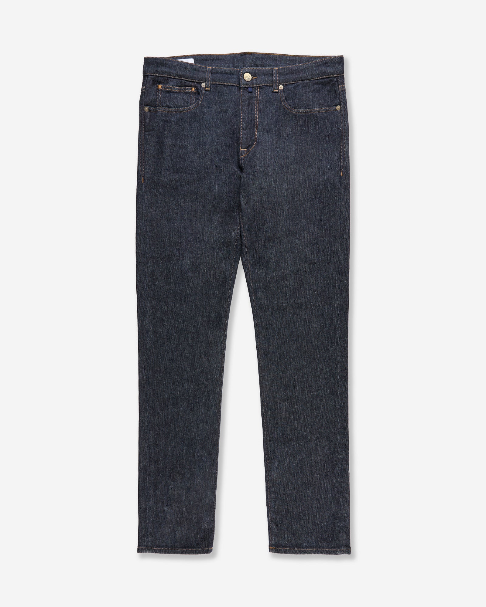 Slim fit five-pocket blue cotton and cashmere denim trousers