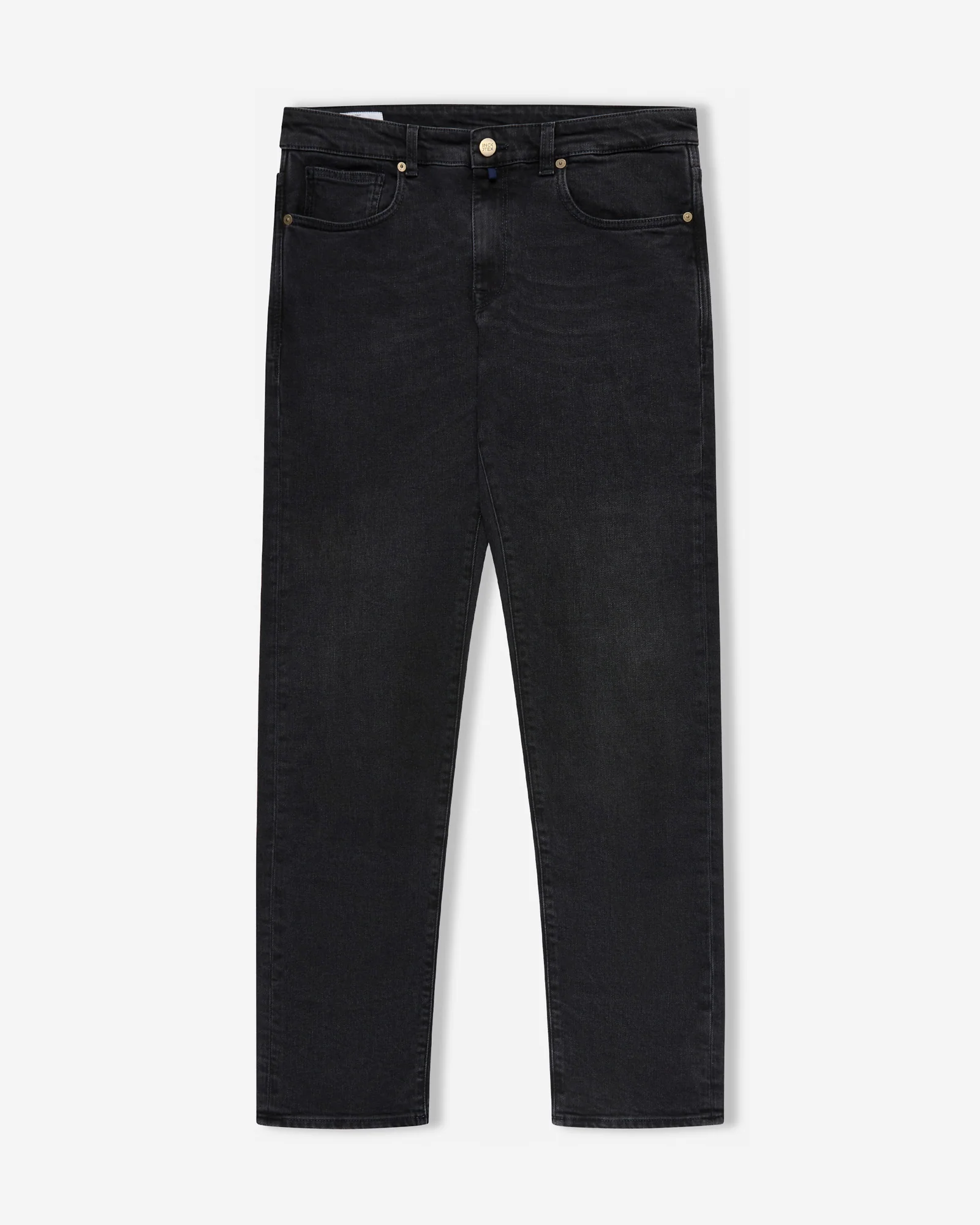 Slim fit five-pocket black cotton denim trousers