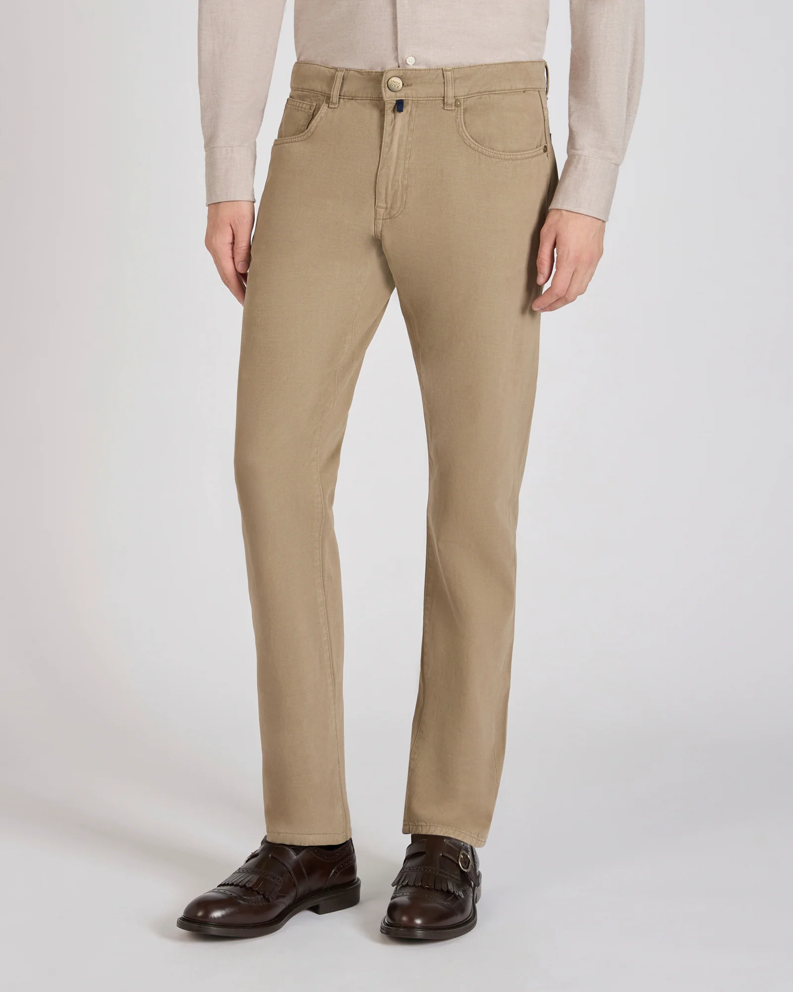 Slim-fit five-pocket trousers in cotton and cashmere - Image 2