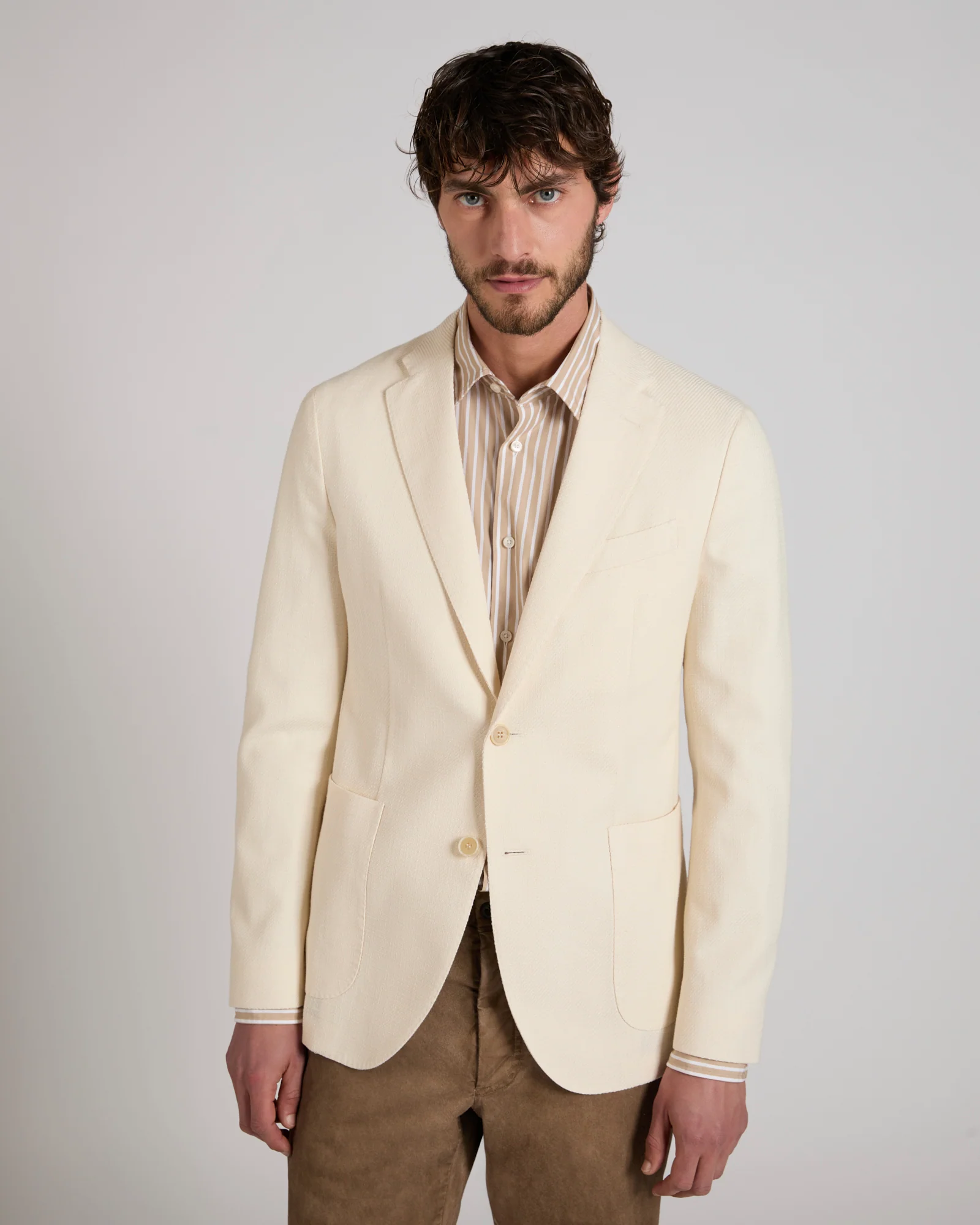 Slim fit mélange effect cotton jacket - Image 2