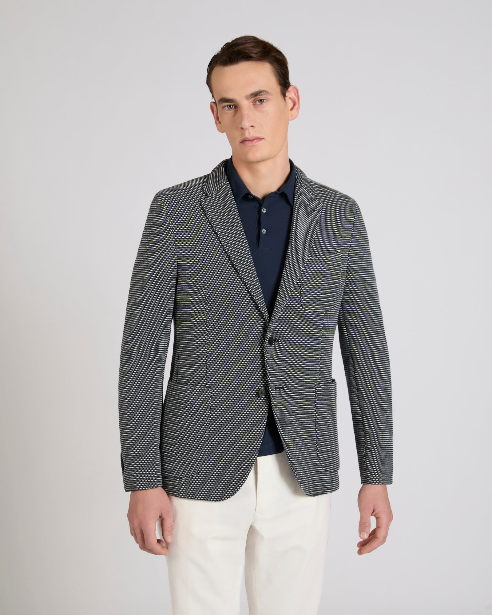 Slim fit micro-patterned jersey jacket - Image 2