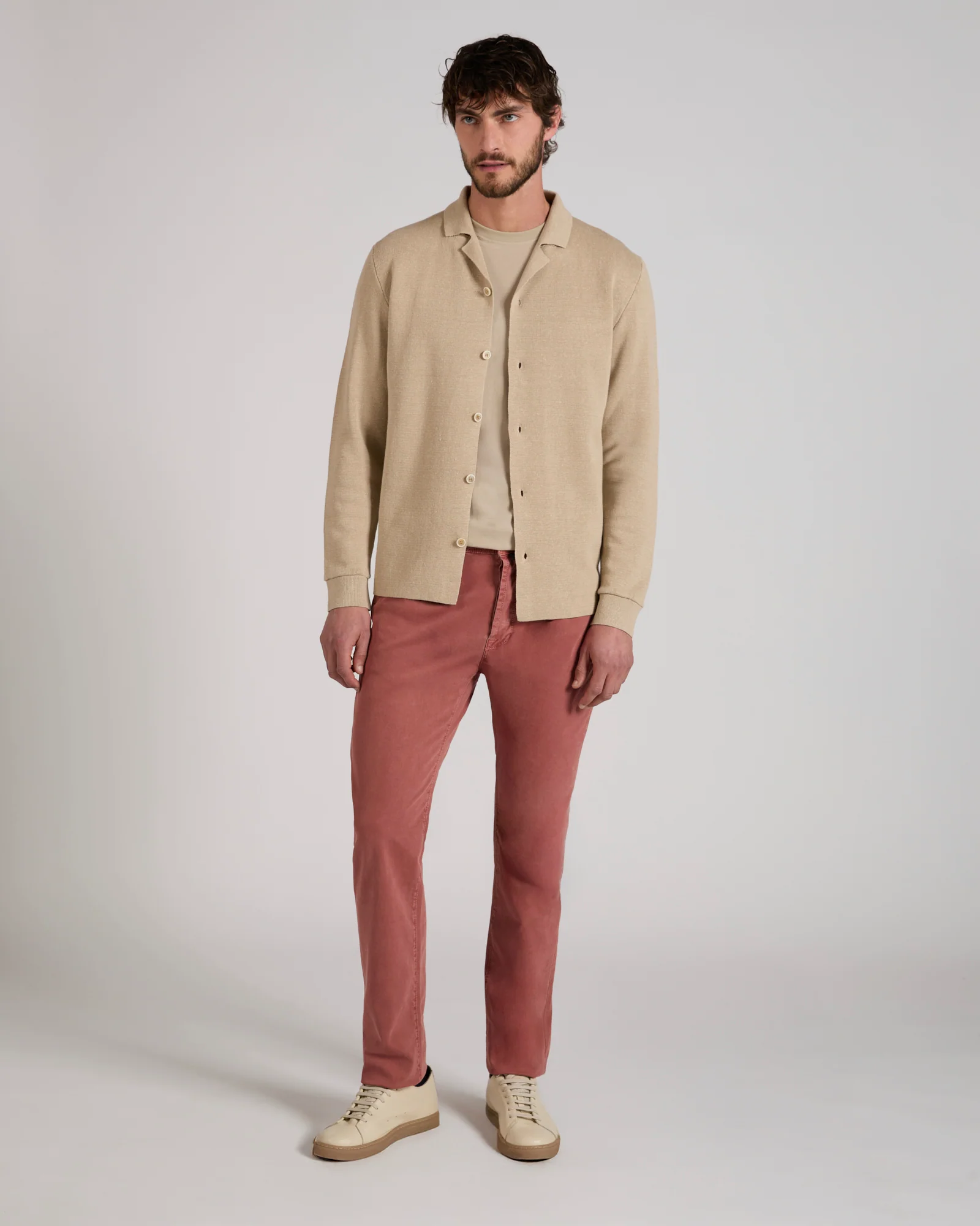 Slim fit stretch cotton tricot five-pocket trousers - Image 5