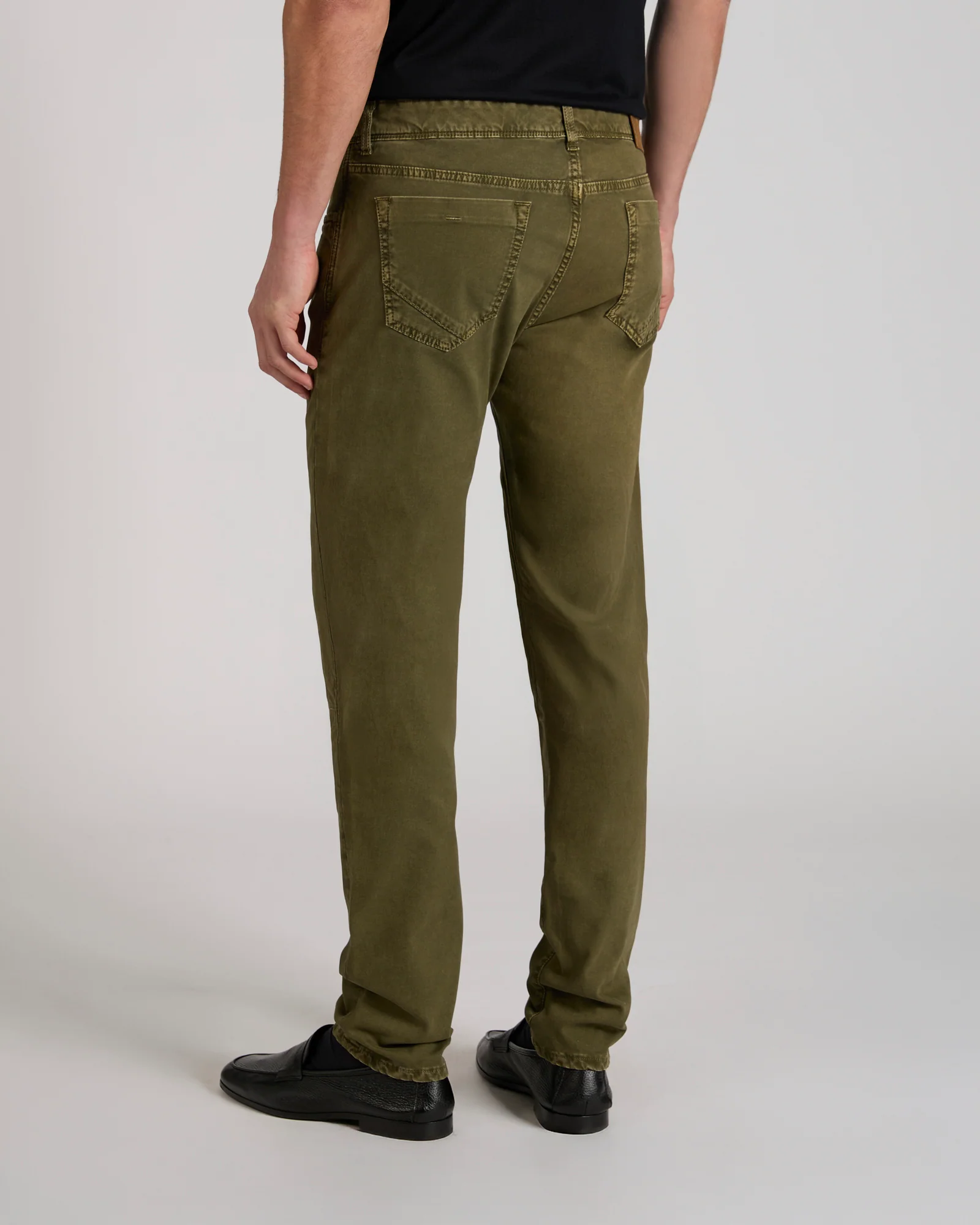 Slim fit stretch cotton tricot five-pocket trousers - Image 3
