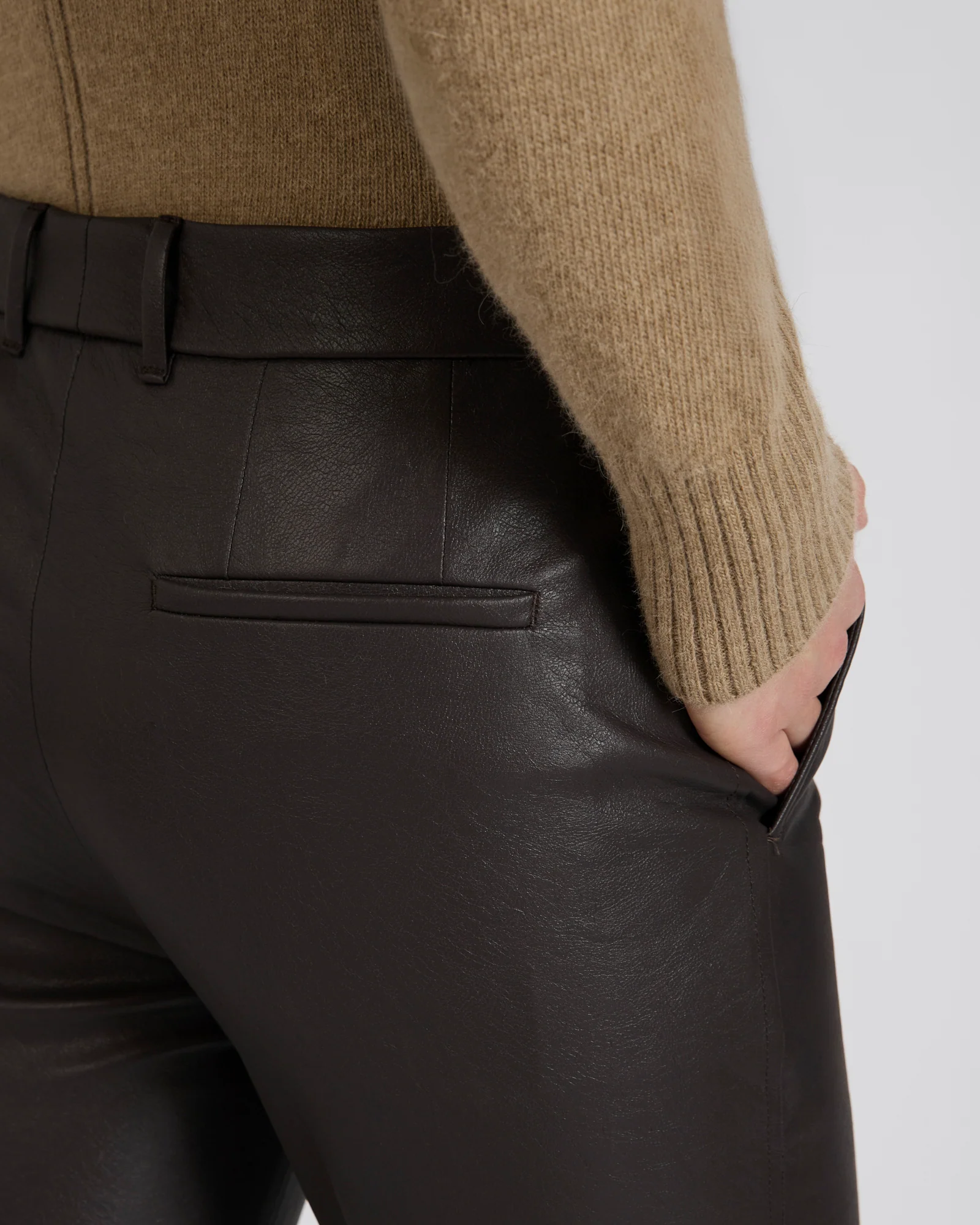 Slim fit trousers in stretch faux leather - Image 4
