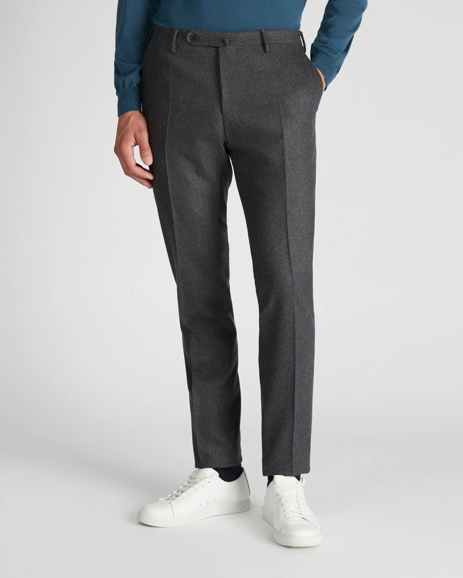 Slim fit wool and cashmere flannel trousers - Image 2