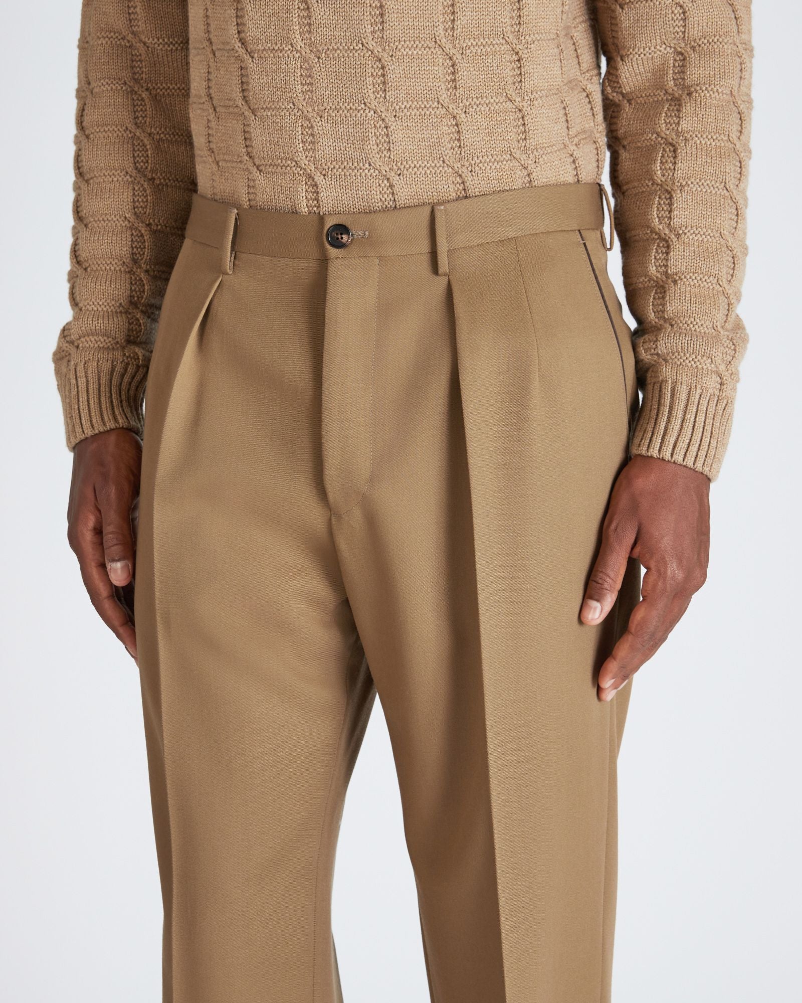Relaxed fit wool gabardine trousers - Image 4
