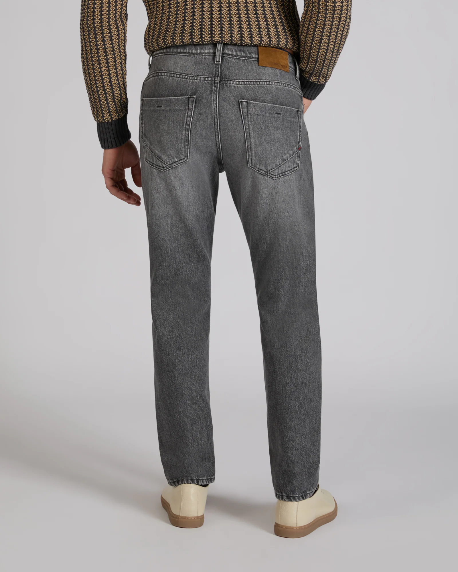 Tapered fit cotton five-pocket trousers - Image 3