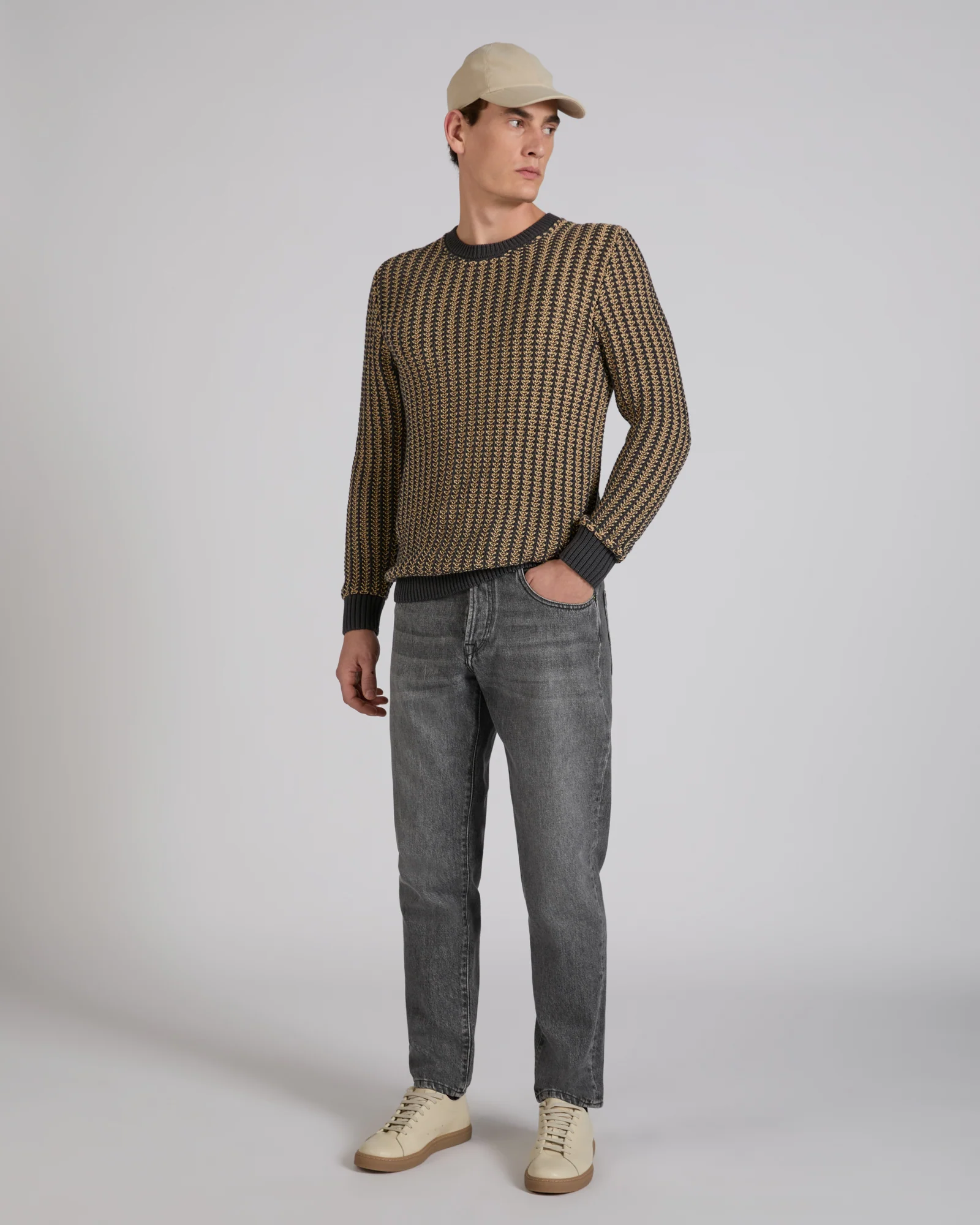 Tapered fit cotton five-pocket trousers - Image 5