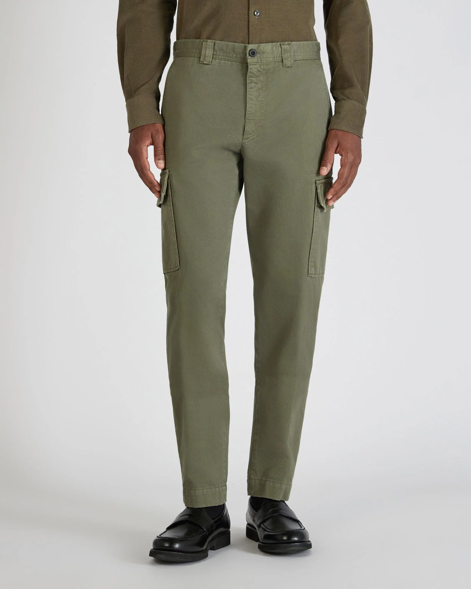 Tapered fit cotton cargo trousers - Image 2