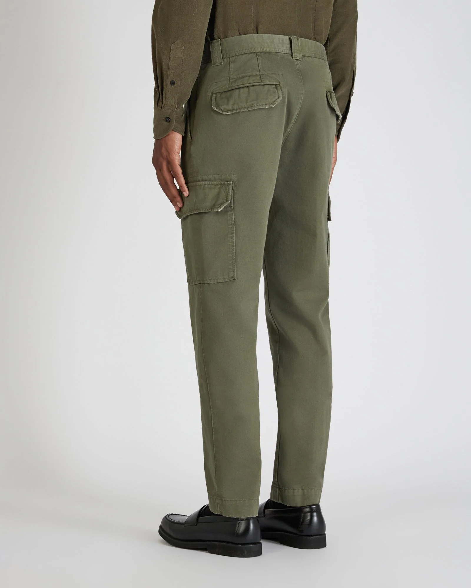Tapered fit cotton cargo trousers - Image 3