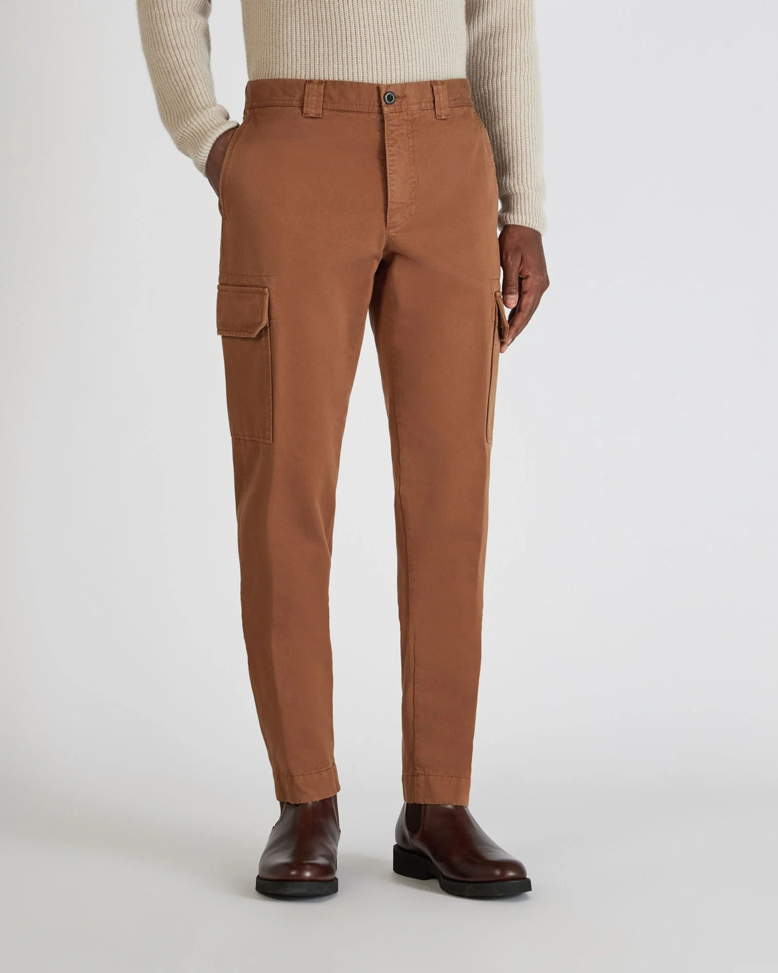 Tapered fit cotton cargo trousers - Image 2