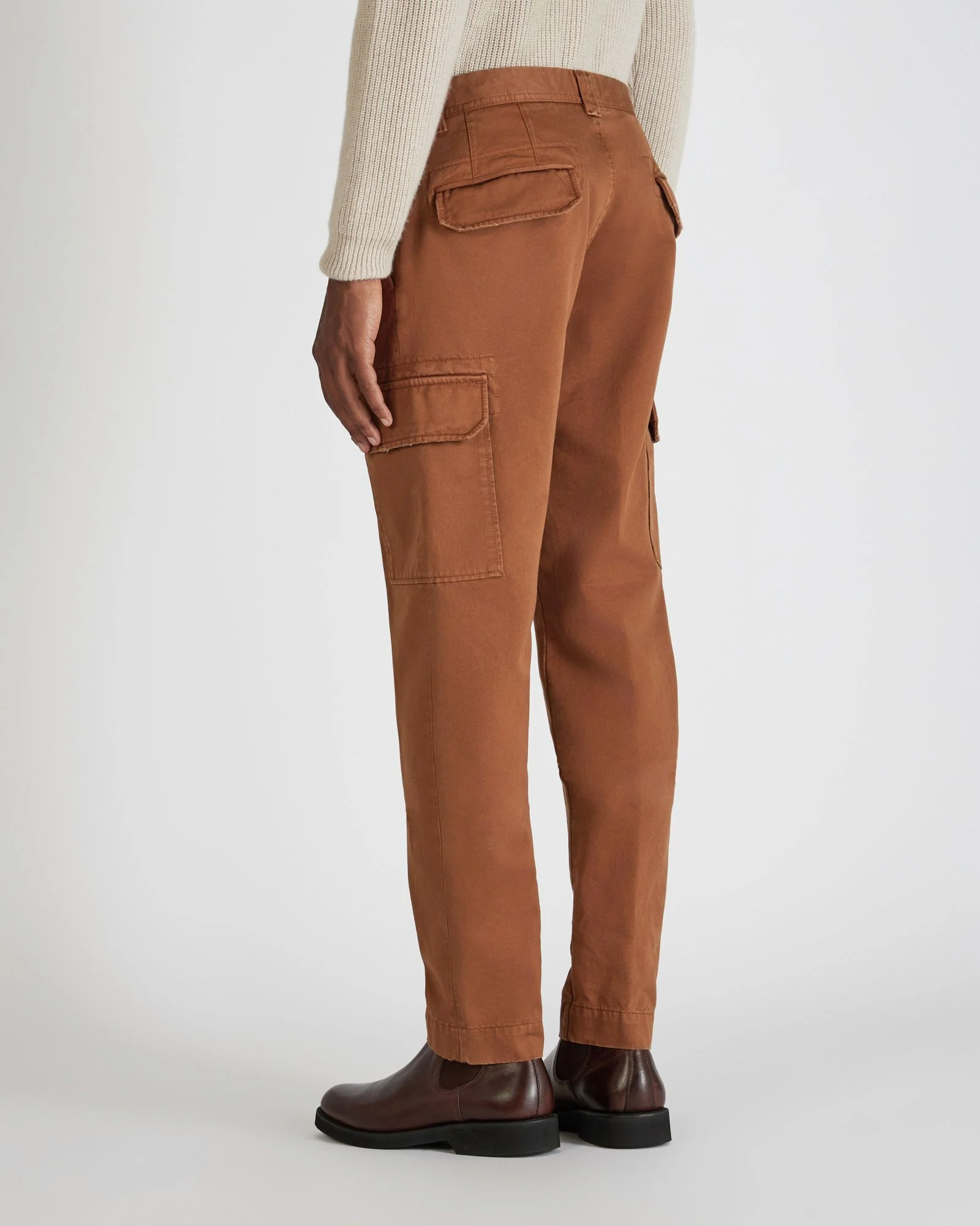 Tapered fit cotton cargo trousers - Image 3