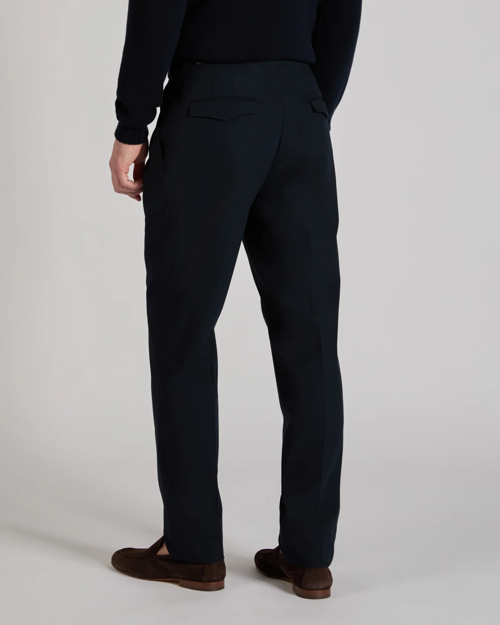 Tapered fit crepe cotton trousers - Image 3