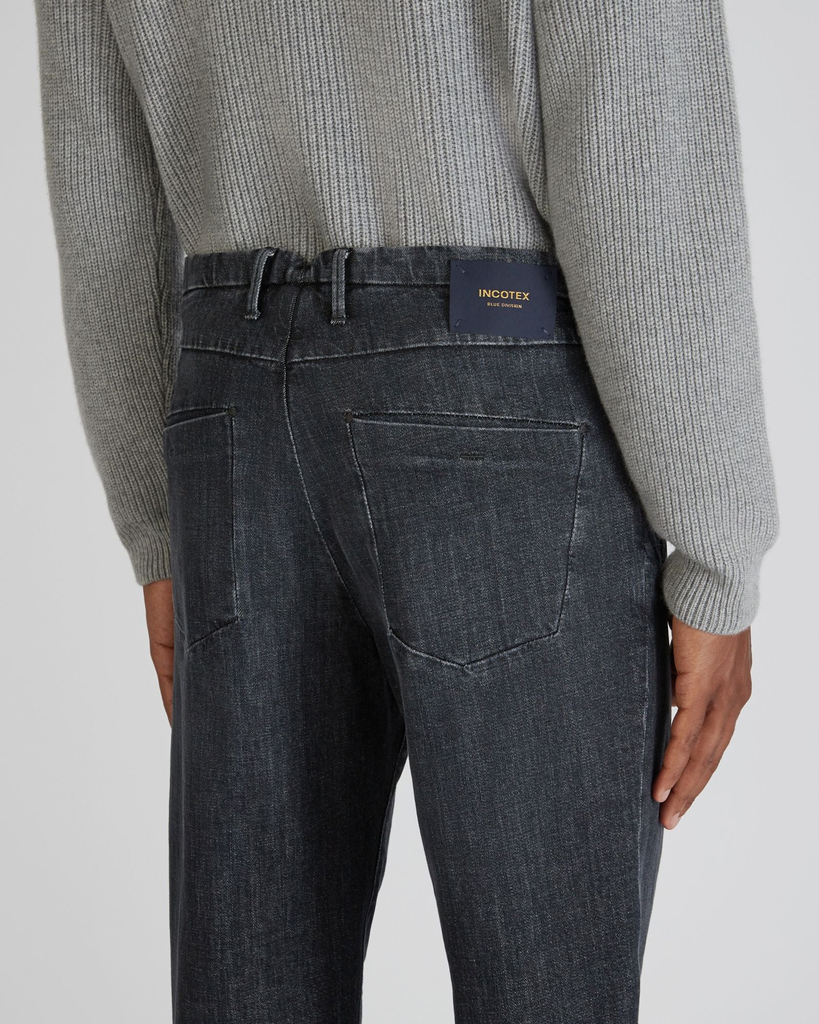 Tapered fit tailored trousers in cotton denim - Image 4