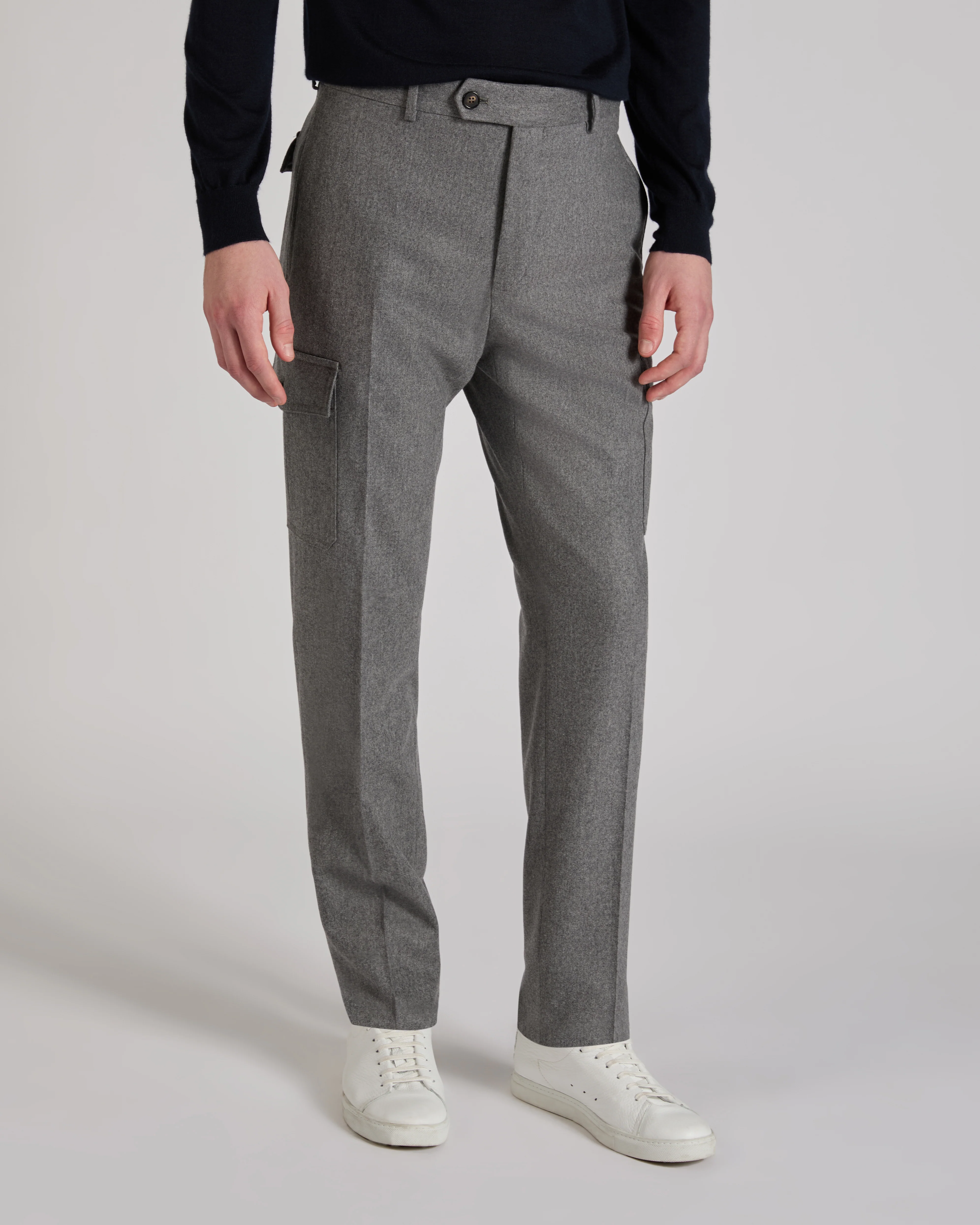 Tapered-fit wool blend trousers - Image 2