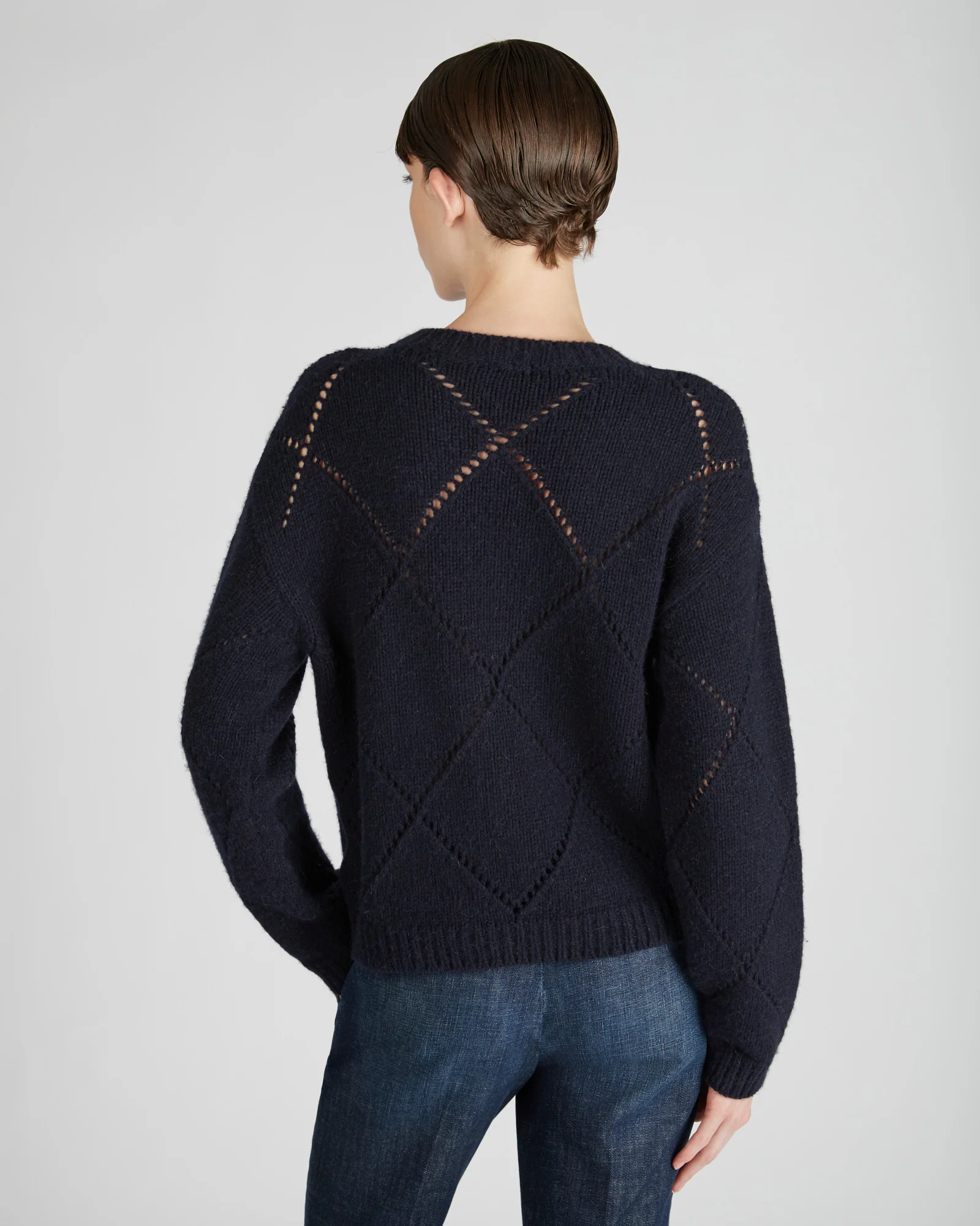 Wide fit crewneck sweater in wool and Alpaca - Image 3