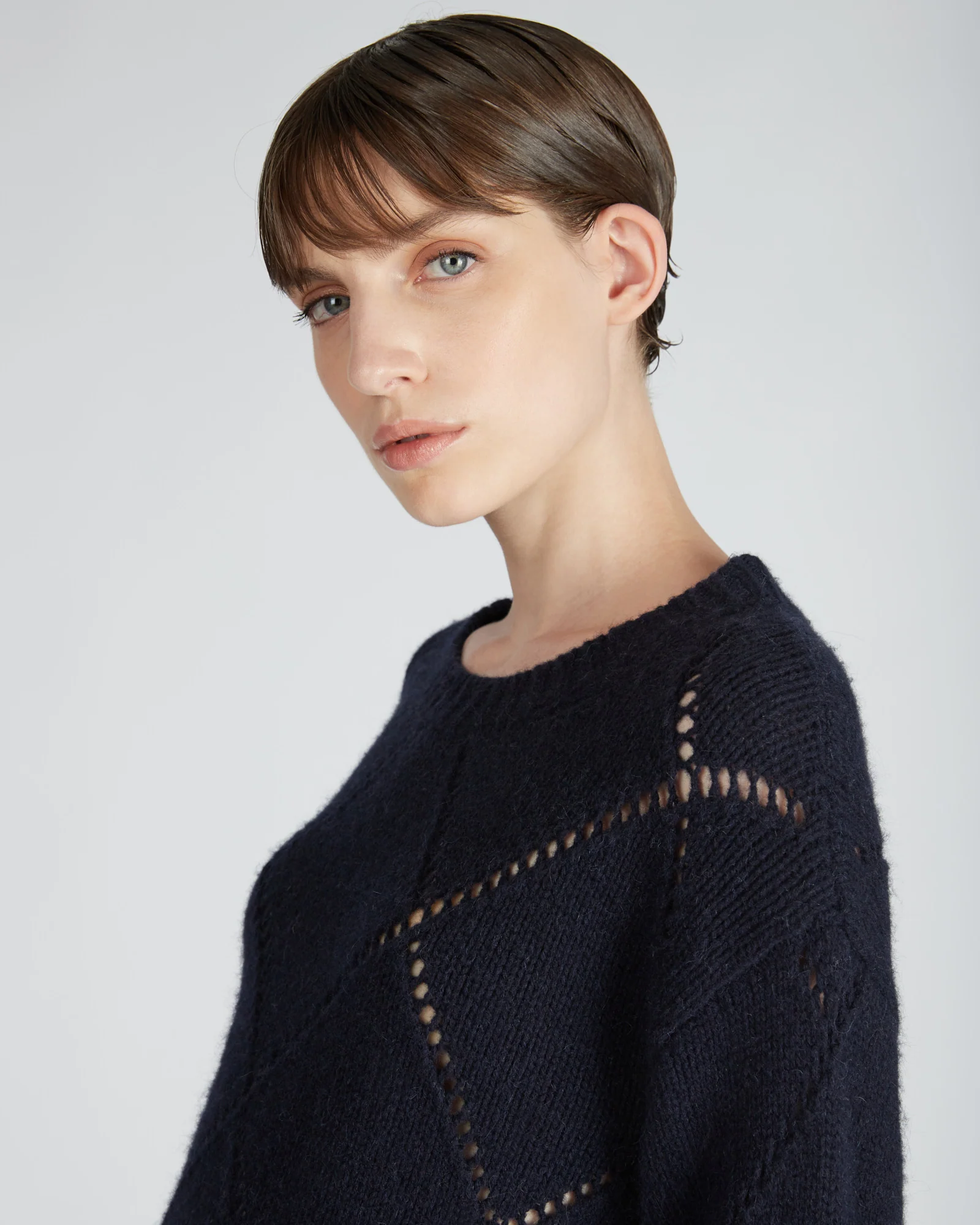 Wide fit crewneck sweater in wool and Alpaca - Image 4