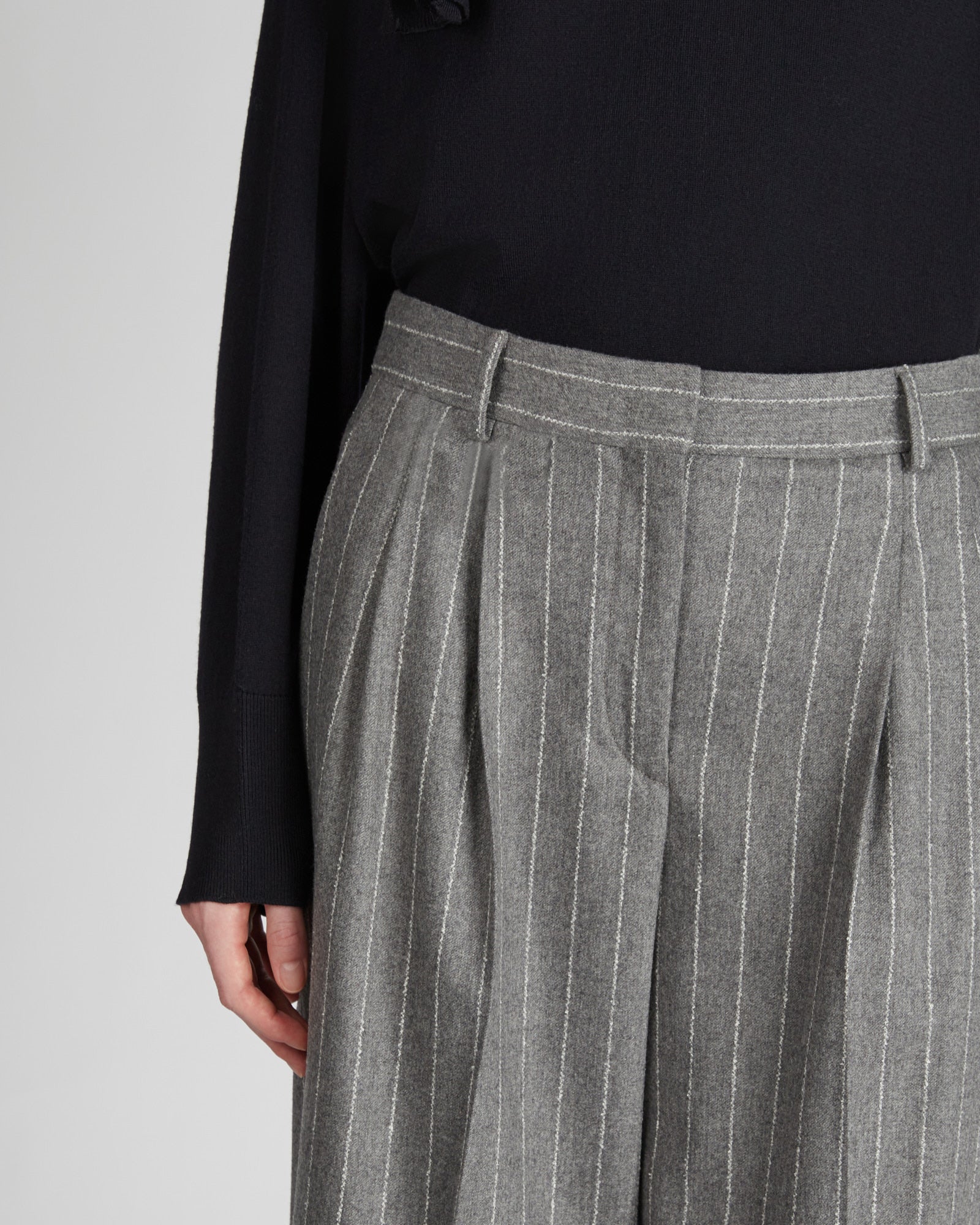 Wide fit flannel trousers - Image 4