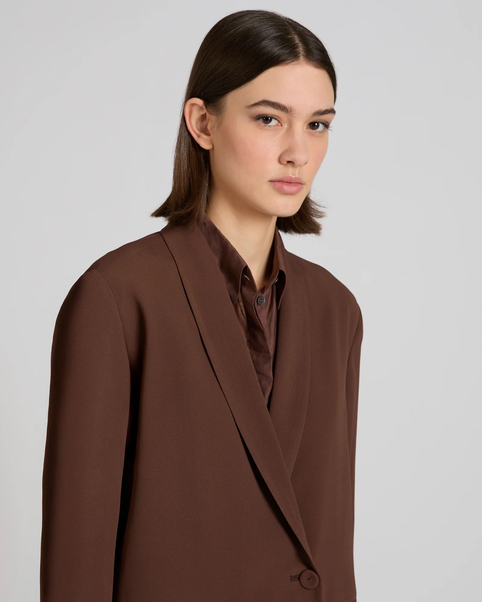Wide fit jacket in silk-blend crêpe de chine - Image 4